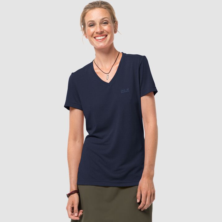 T-shirt Jack Wolfskin Crosstrail Mujer Azul Marino Mexico-4217635